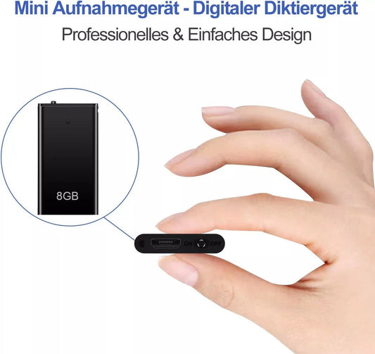 Mini Voice Recorder Diktiergerät Spion Ton Auto Digitales Aufnahmegerät mit Geräuscherkennung