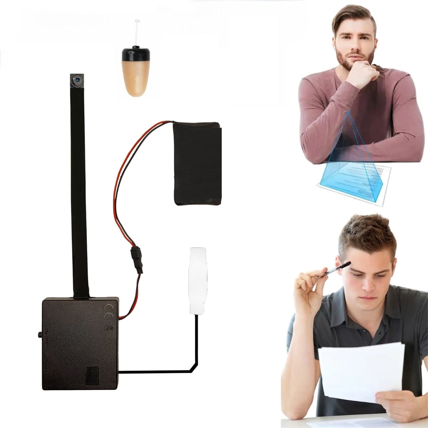 4k Wifi Mini Kamera Wlan IP Live Knopf Überwachungskamera + Spy Headset Spion Kopfhörer