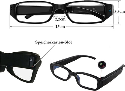 Brille mit versteckte Kamera Spycam Spionage Video Ton Überwachungskamera Aufnahme Detektiv