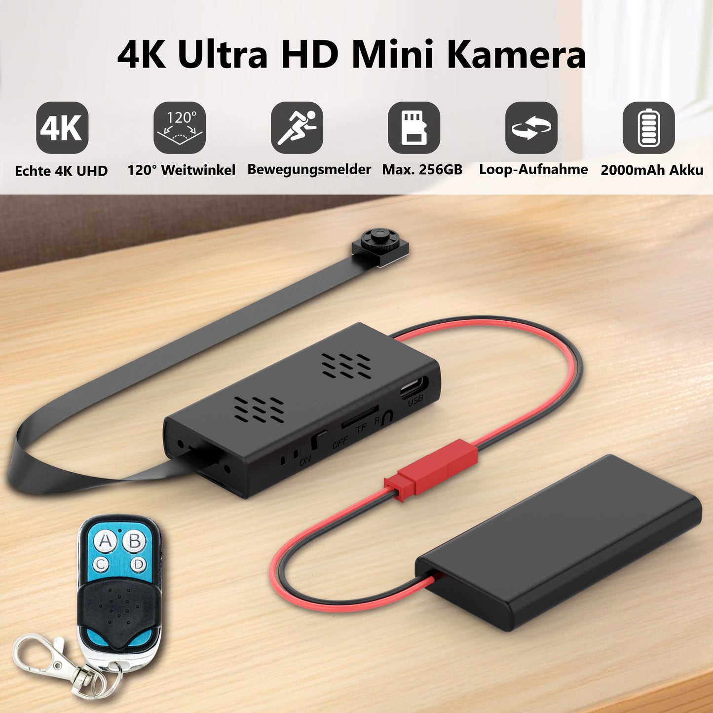 4K UHD Mini Kamera Spycam Versteckte Kamera Video Aufnahme Einbau Drohne Modellbau Auto