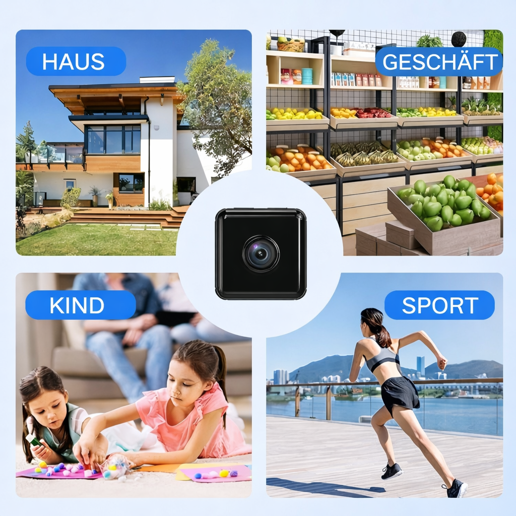 Wlan Überwachungskamera 1080p Wifi Mini Kamera mit Nachtsicht & Bewegungsmelder Haus Cam