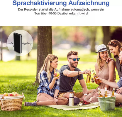 Mini Voice Recorder Diktiergerät Spion Ton Auto Digitales Aufnahmegerät mit Geräuscherkennung