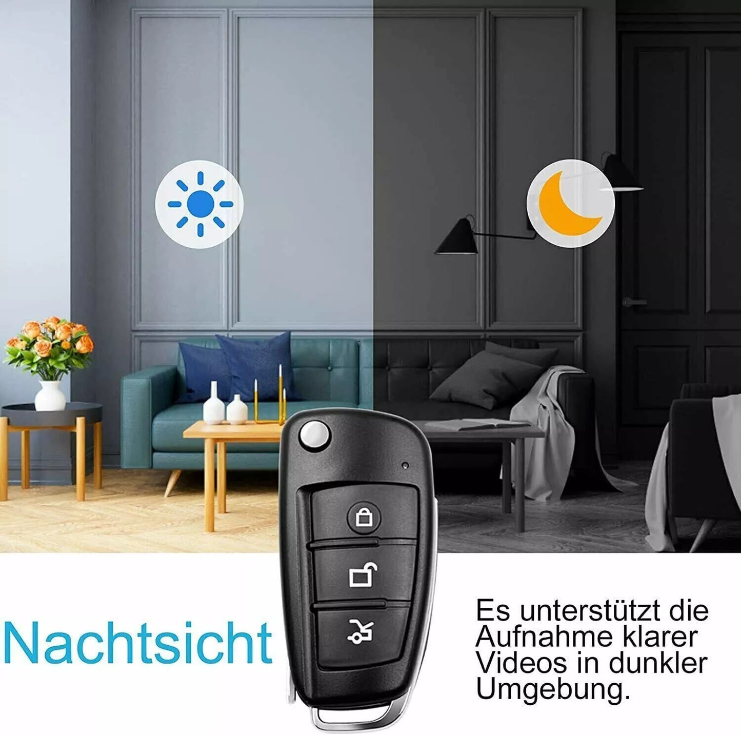 Autoschlüssel mit versteckte Full HD Kamera Foto Video Ton Aufnahme Spycam Bewegungsmelder Nachtsicht Auto
