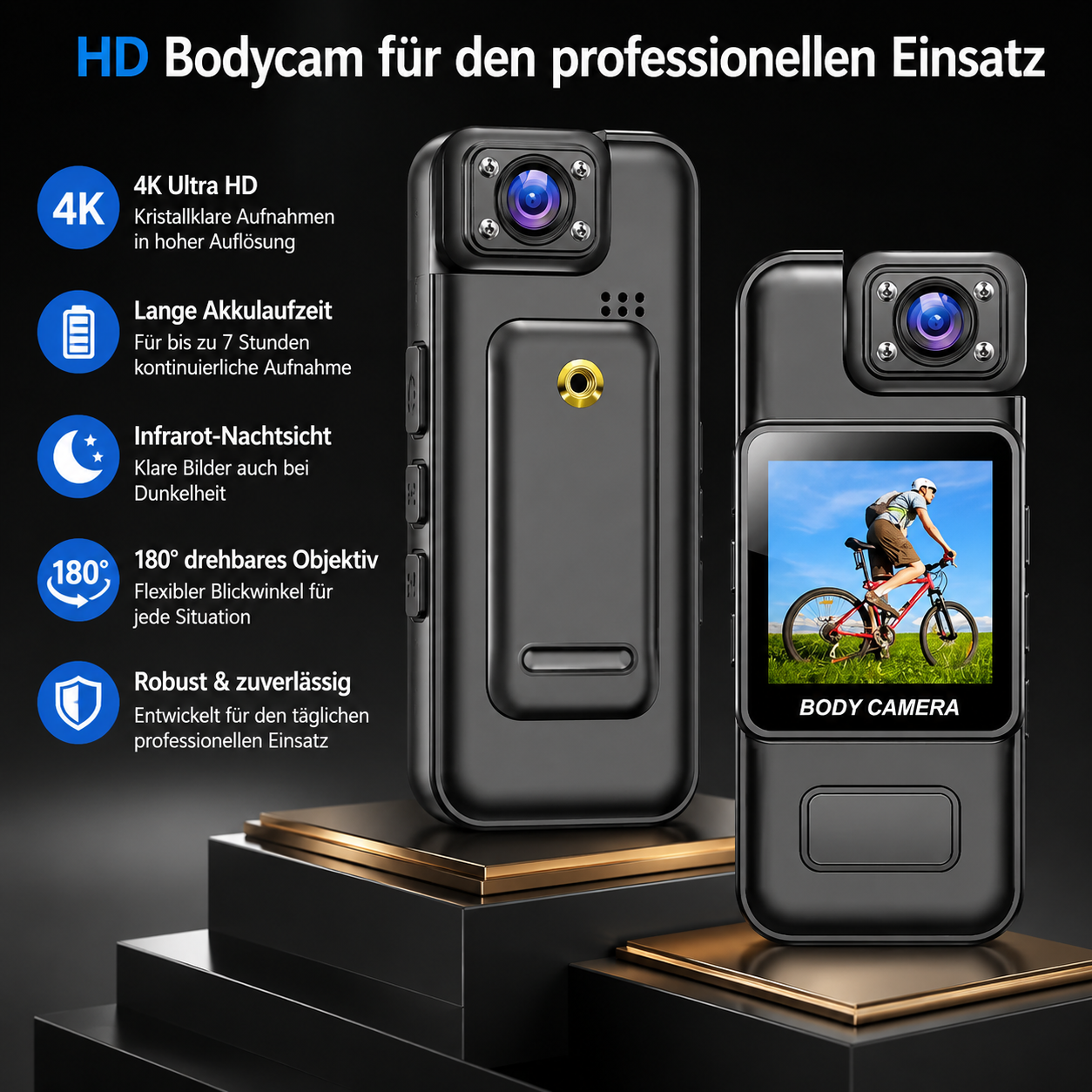 4K Bodycam Mini Kamera Video Überwachungskamera Actioncam Bikercam Motorrad Auto