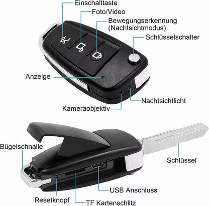 Autoschlüssel mit versteckte Full HD Kamera Foto Video Ton Aufnahme Spycam Bewegungsmelder Nachtsicht Auto