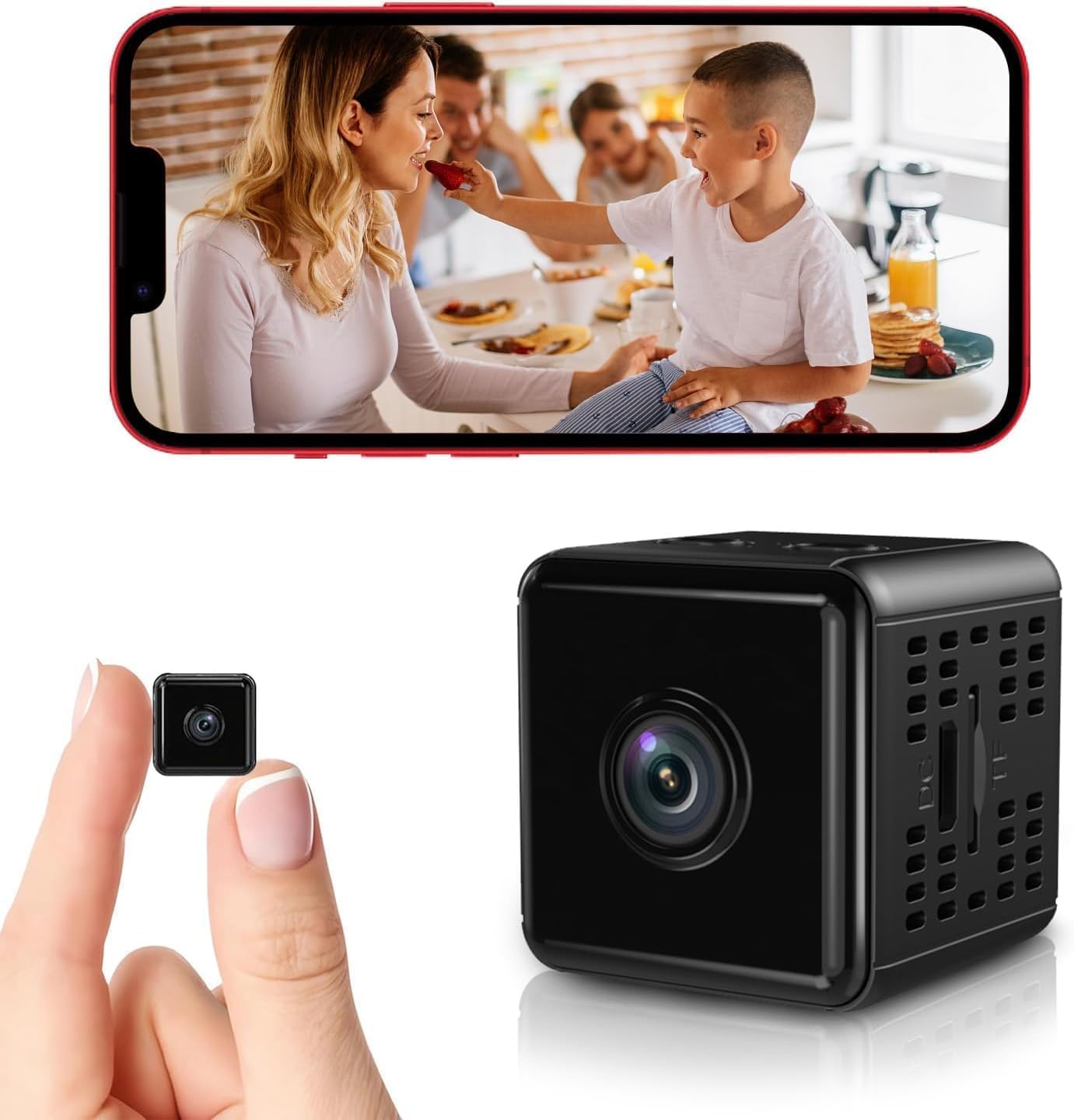 Wlan Überwachungskamera 1080p Wifi Mini Kamera mit Nachtsicht & Bewegungsmelder Haus Cam