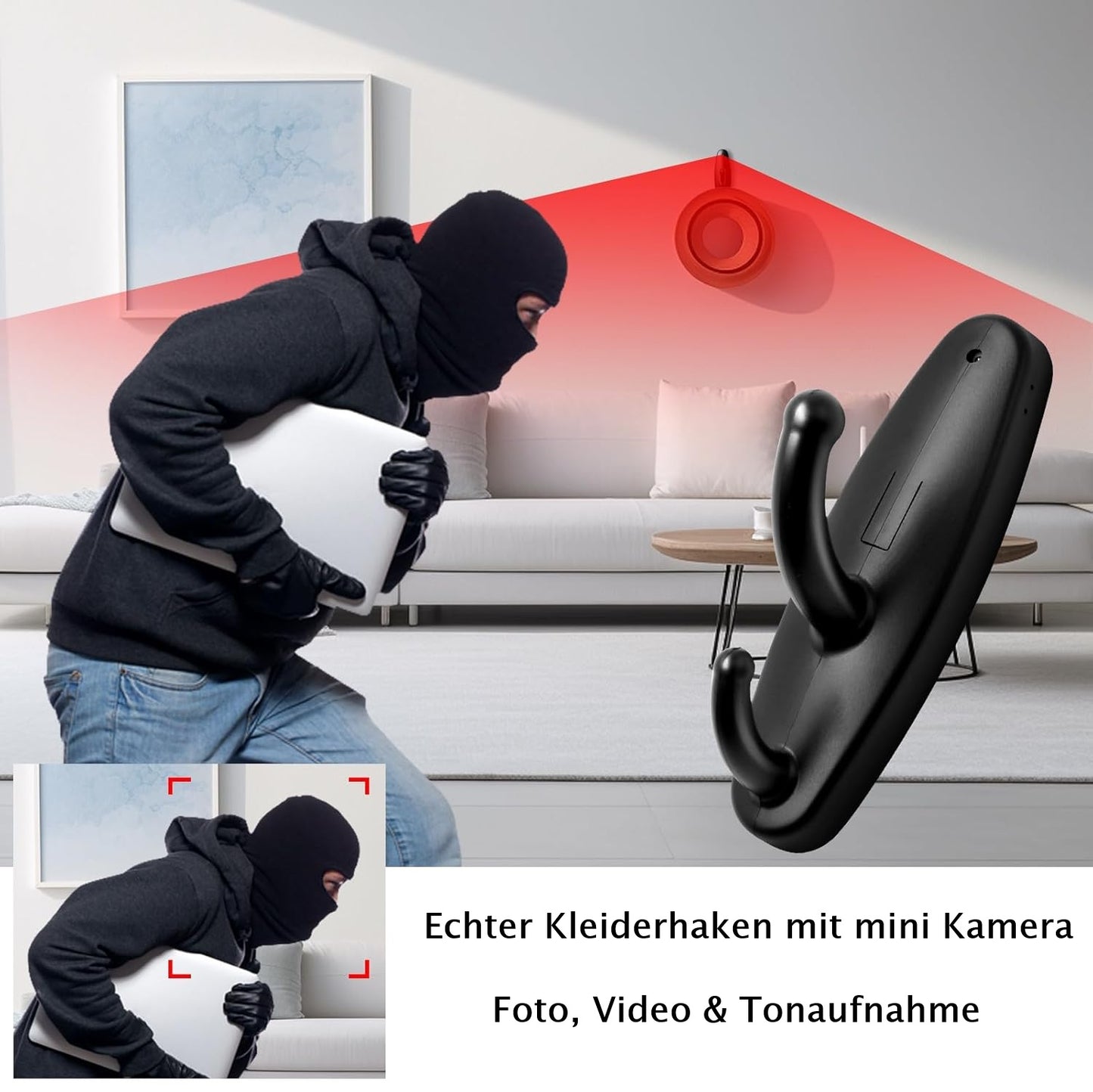 Kleiderhaken Versteckte Mini Kamera Video Ton Bild Aufnahme Haus Zimmer Spycam Spionage Cam
