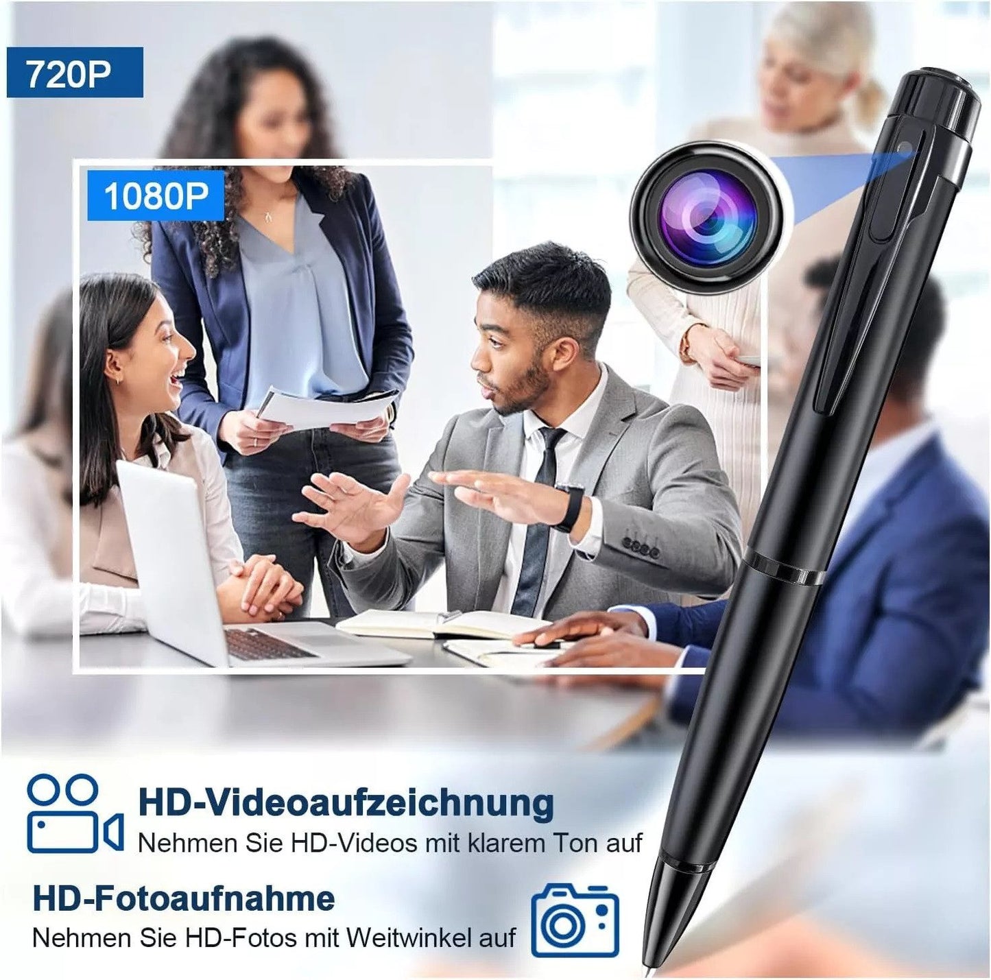 Kugelschreiber mit versteckte Kamera Mini Spion Spycam FULL HD Video Ton Aufnahme Haus Auto