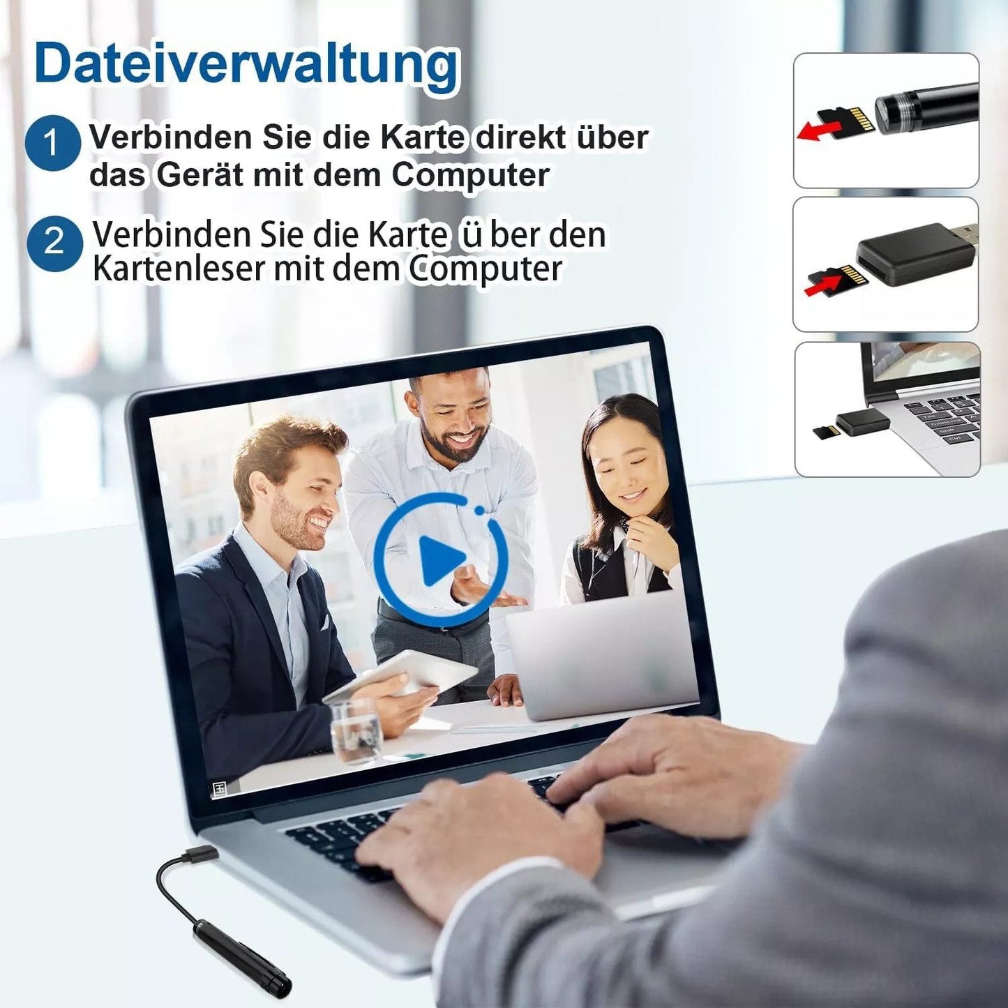 Kugelschreiber mit versteckte Kamera Mini Spion Spycam FULL HD Video Ton Aufnahme Haus Auto