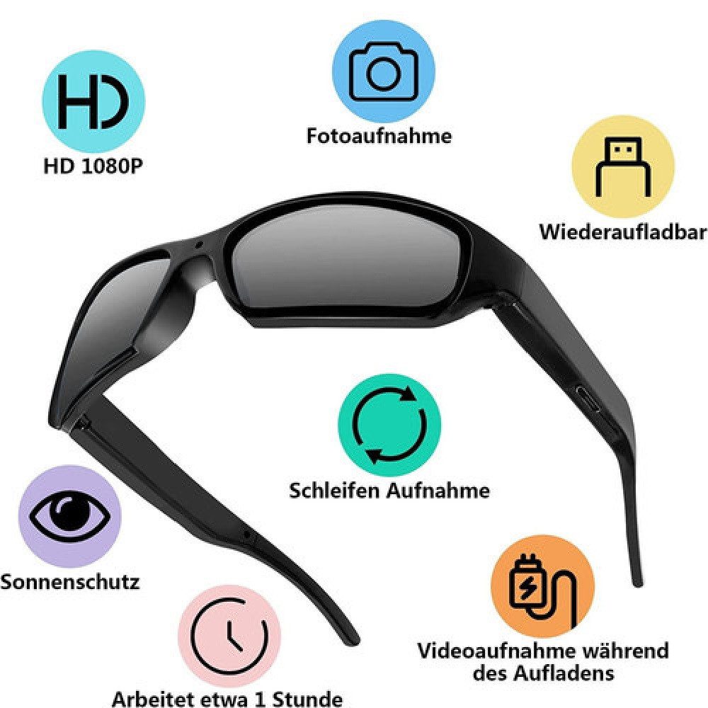 Sonnenbrille mit Full HD versteckte Kamera Video Ton Bild Aufnahme Spycam Biker Cam