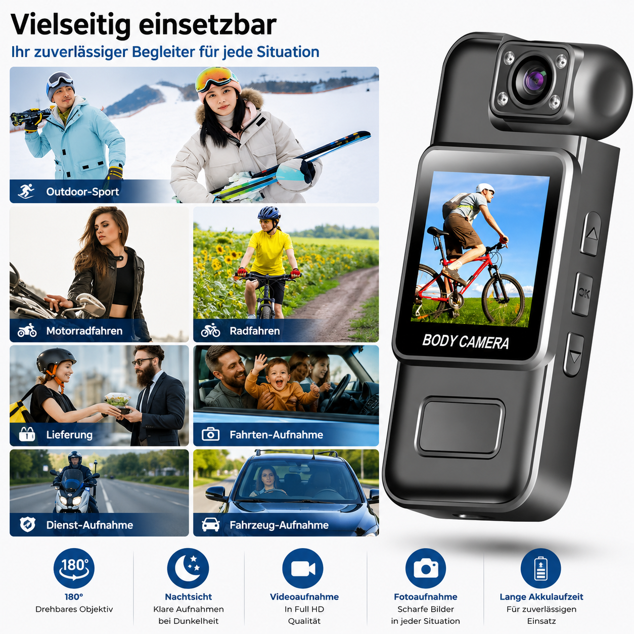 4K Bodycam Mini Kamera Video Überwachungskamera Actioncam Bikercam Motorrad Auto