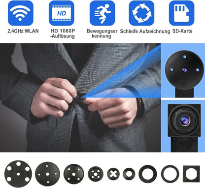 Wlan Überwachungskamera Mini Knopf Einbau Kamera Wifi Ip Live App Videoaufnahme