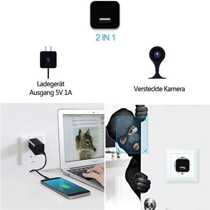 Usb Ladegerät mit versteckte Kamera Mini Spycam Spionage Video Ton Aufnahme mit Bewegungsmelder