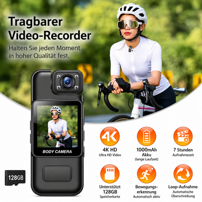4K Bodycam Mini Kamera Video Überwachungskamera Actioncam Bikercam Motorrad Auto